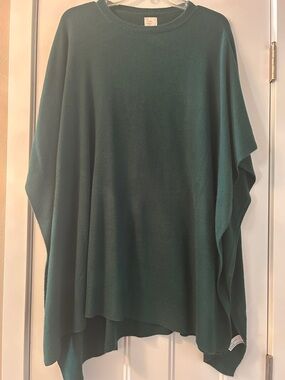 Oversized Crewneck Poncho Sweater 1 Size Green NWOT Loose Relaxed